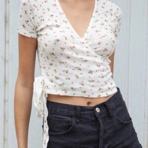 Brandy Melville Floral Rae Wrap Crop Top